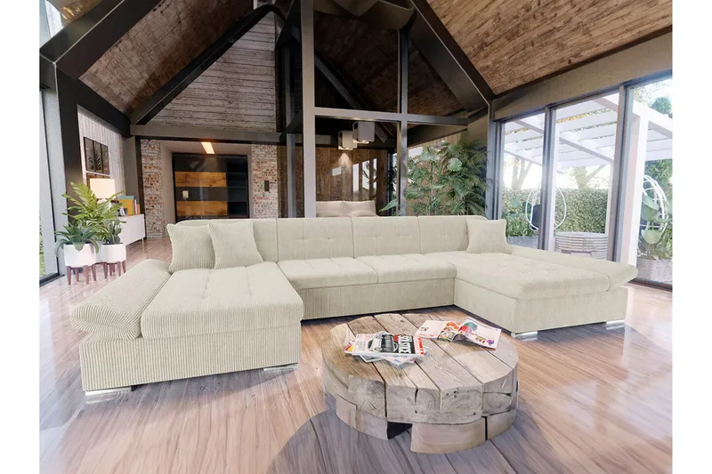 Kintore 4-sits Hörnbäddsoffa NO_BRAND beige - Möbler - Soffa - Bäddsoffa - Bäddsoffa divan