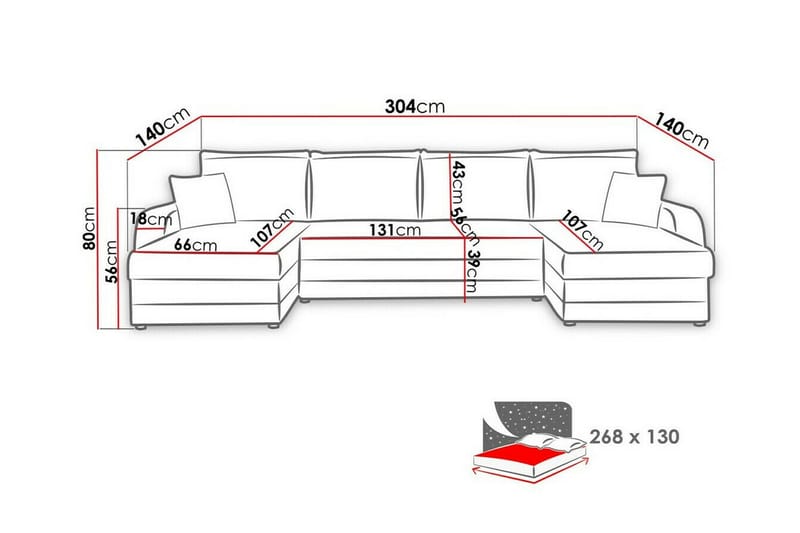 Kintore 4-sits Hörnbäddsoffa NO_BRAND Dark blue - Möbler - Soffa - Bäddsoffa - Hörnbäddsoffa