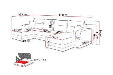 Kintore 4-sits Hörnbäddsoffa NO_BRAND Dark grey - Möbler - Soffa - Bäddsoffa - Bäddsoffa divan