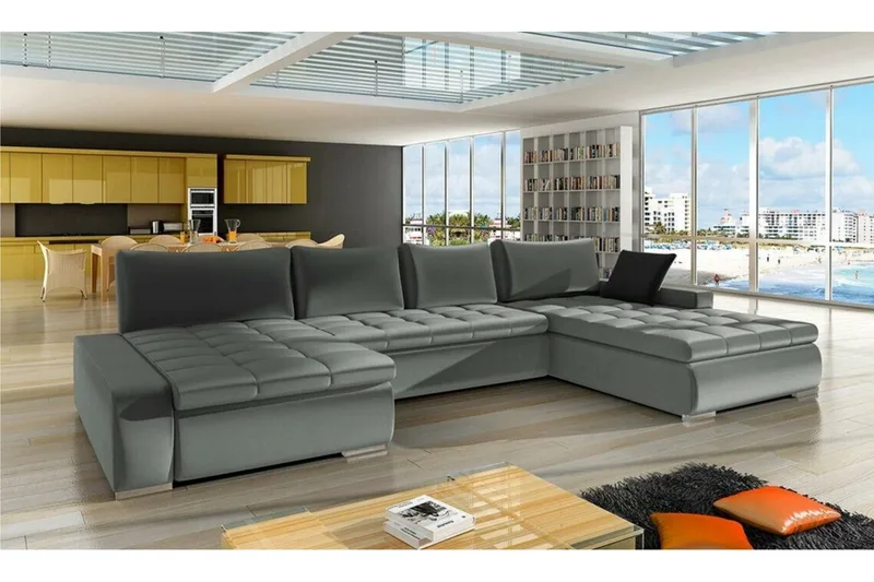 Kintore 4-sits Hörnbäddsoffa NO_BRAND Dark grey - Möbler - Soffa - Bäddsoffa - Bäddsoffa divan