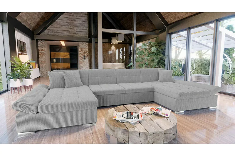 Kintore 4-sits Hörnbäddsoffa NO_BRAND Grey - Möbler - Soffa - Bäddsoffa - Bäddsoffa längsbäddad