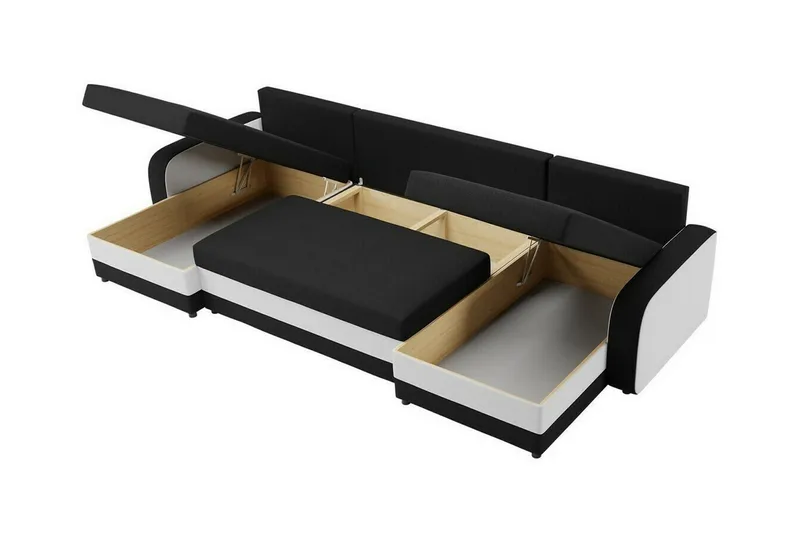 Kintore 4-sits Hörnbäddsoffa NO_BRAND Grey/wood||Grey/Black - Möbler - Soffa - Bäddsoffa - Hörnbäddsoffa