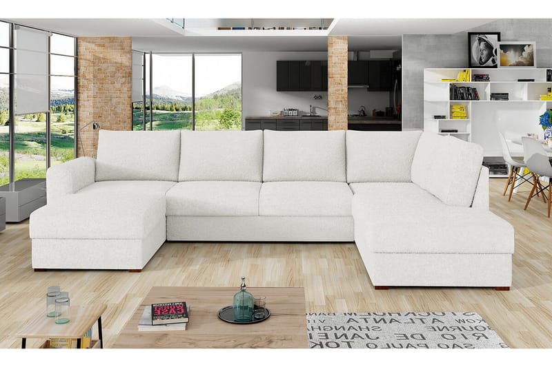 Kintore 4-sits Hörnbäddsoffa NO_BRAND White - Möbler - Soffa - Bäddsoffa - Bäddsoffa divan