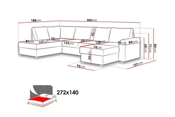 Kintore 4-sits Hörnbäddsoffa NO_BRAND White - Möbler - Soffa - Bäddsoffa - Hörnbäddsoffa