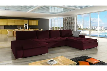 Kintore 4-sits Hörnbäddsoffa NO_BRAND Wine red - Möbler - Soffa - Bäddsoffa - Hörnbäddsoffa