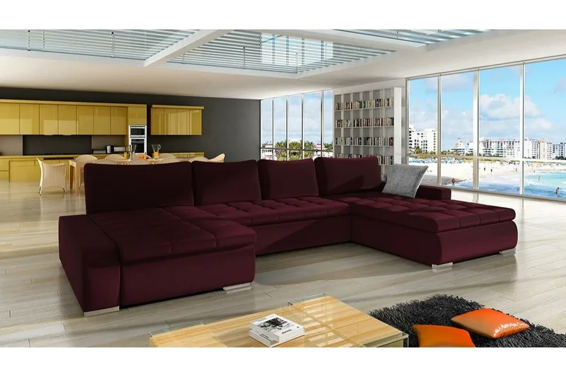 Kintore 4-sits Hörnbäddsoffa Wine red - Möbler - Soffa - Bäddsoffa - Hörnbäddsoffa