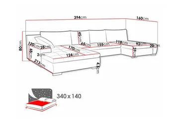 Kintore 4-sits Hörnbäddsoffa Wine red - Möbler - Soffa - Bäddsoffa - Hörnbäddsoffa