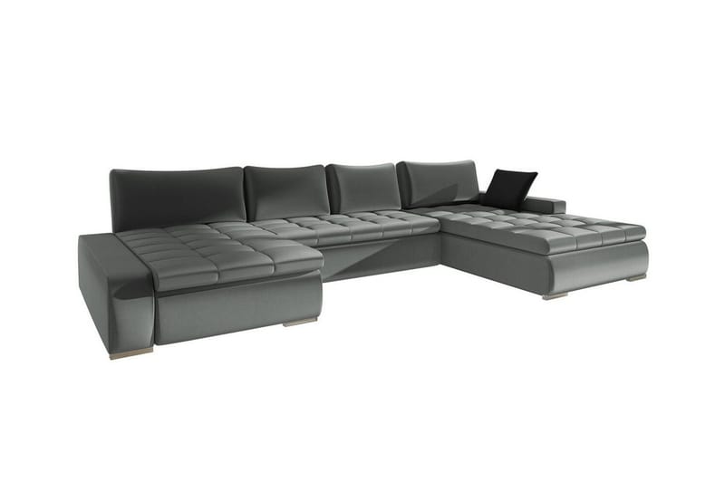 Kintore 4-sits U-formad Hörnbäddsoffa 140x340 cm med Förvaring i Konstläder, Grå