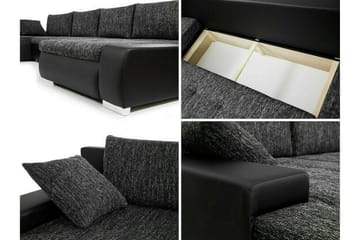 Kintore 4-sits U-formad Hörnbäddsoffa 140x340 cm med Förvaring i Konstläder - Grå - Möbler - Soffa - Bäddsoffa - Bäddsoffa divan