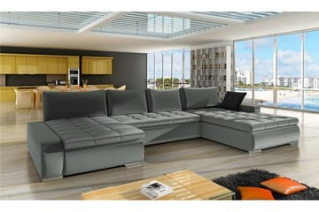 Kintore 4-sits U-formad Hörnbäddsoffa 140x340 cm med Förvaring i Konstläder - Grå - Möbler - Soffa - Bäddsoffa - Bäddsoffa divan