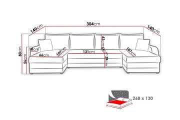 Kintore 4-sits U-formad Hörnbäddsoffa med Schäslong i Tyg - Blå - Möbler - Soffa - Bäddsoffa - Bäddsoffa divan