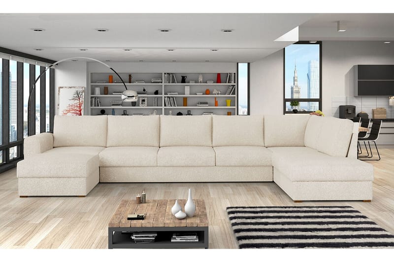 Kintore 6-sits Hörnbäddsoffa NO_BRAND White - Möbler - Soffa - Bäddsoffa - Hörnbäddsoffa