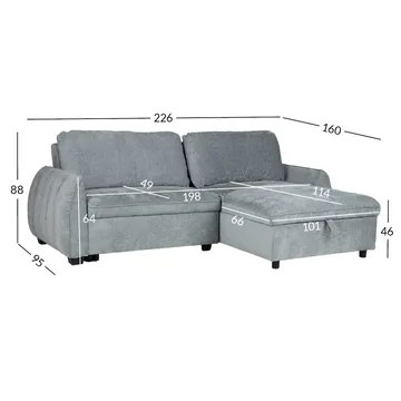 Hörnbäddsoffa Klevor - blågrön - Möbler - Soffa - Bäddsoffa - Hörnbäddsoffa