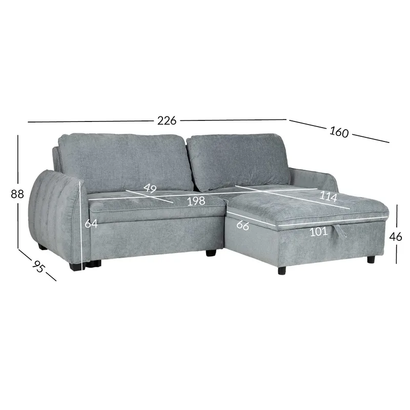 Hörnbäddsoffa Klevor - blågrön - Möbler - Soffa - Bäddsoffa - Hörnbäddsoffa