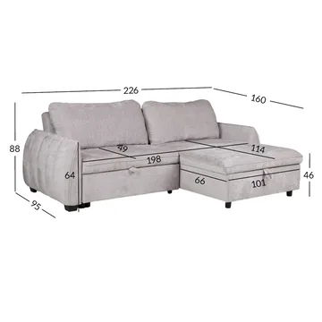 Hörnbäddsoffa Klevor - Ljusgrå - Möbler - Soffa - Bäddsoffa - Hörnbäddsoffa