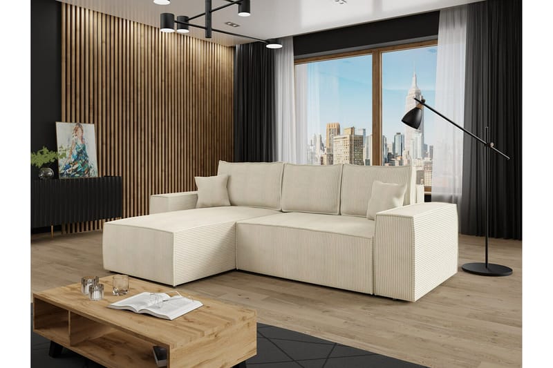 Knocklong 3-sits Hörnbäddsoffa - Cream - Möbler - Soffa - Bäddsoffa - Bäddsoffa divan
