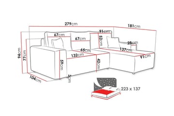 Knocklong 3-sits Hörnbäddsoffa - Cream - Möbler - Soffa - Bäddsoffa - Bäddsoffa divan