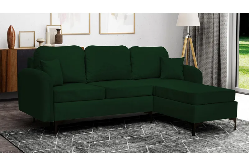 Knocklong 3-sits Hörnbäddsoffa Dark green - Möbler - Soffa - Bäddsoffa - Bäddsoffa divan