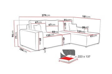 Knocklong 3-sits Hörnbäddsoffa - Ljusgrå - Möbler - Soffa - Bäddsoffa - Hörnbäddsoffa
