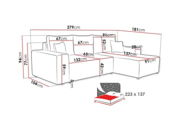 Knocklong 3-sits Hörnbäddsoffa - Mörkgrå - Möbler - Soffa - Bäddsoffa - Hörnbäddsoffa