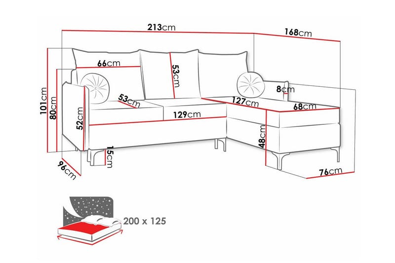Knocklong 3-sits Hörnbäddsoffa - Mörkgrå - Möbler - Soffa - Bäddsoffa - Hörnbäddsoffa