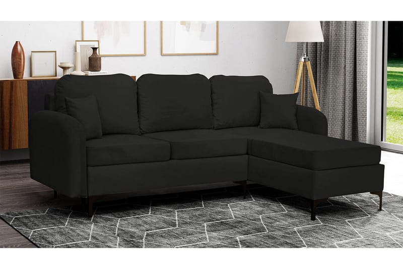 Knocklong 3-sits Hörnbäddsoffa NO_BRAND Black - Möbler - Soffa - Bäddsoffa - Hörnbäddsoffa