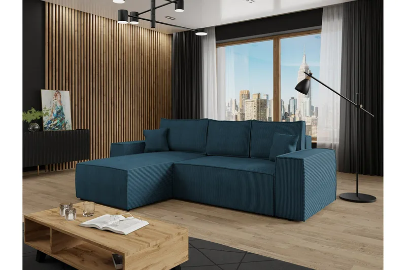 Knocklong 3-sits Hörnbäddsoffa NO_BRAND blue - Möbler - Soffa - Bäddsoffa - Bäddsoffa divan