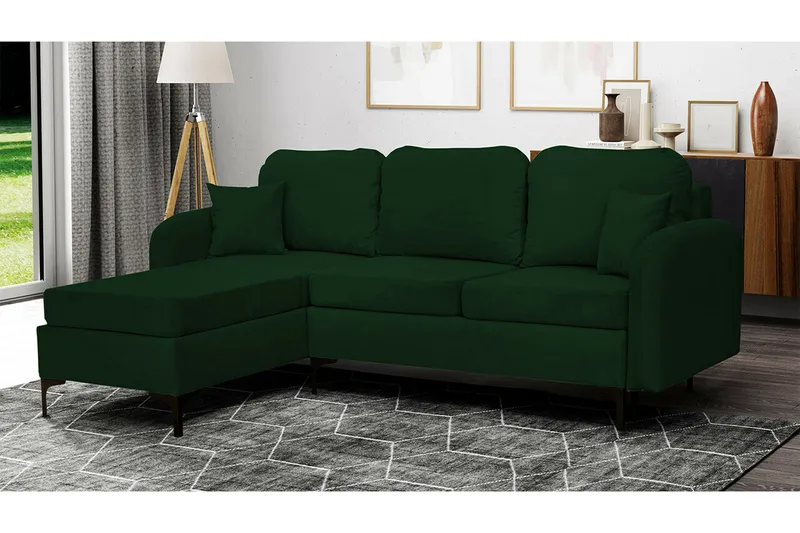 Knocklong 3-sits Hörnbäddsoffa NO_BRAND Dark green - Möbler - Soffa - Bäddsoffa - Hörnbäddsoffa
