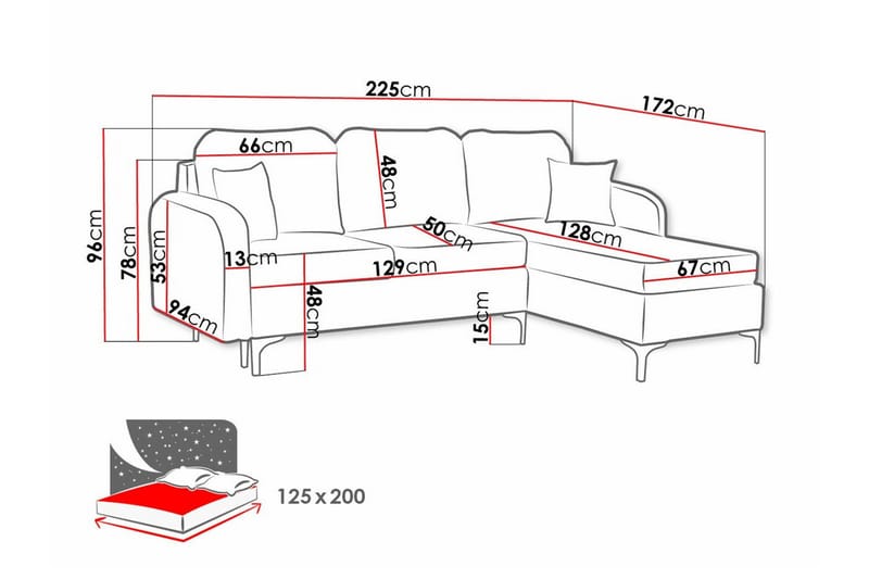 Knocklong 3-sits Hörnbäddsoffa NO_BRAND Dark grey - Möbler - Soffa - Bäddsoffa - Hörnbäddsoffa