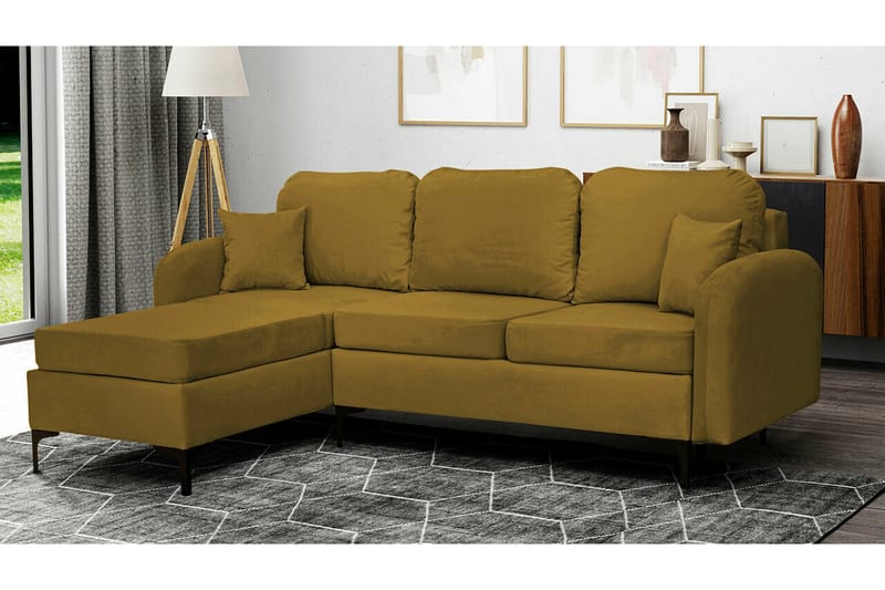 Knocklong 3-sits Hörnbäddsoffa NO_BRAND Yellow/Green - Möbler - Soffa - Bäddsoffa - Hörnbäddsoffa