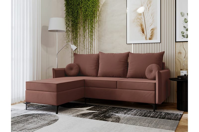 Knocklong 3-sits Hörnbäddsoffa - Rosa - Möbler - Soffa - Bäddsoffa - Hörnbäddsoffa