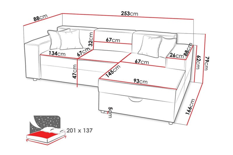 Knocklong 3-sits Hörnbäddsoffa - Möbler - Soffa - Bäddsoffa - Hörnbäddsoffa