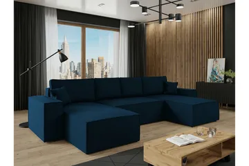 Knocklong 4-sits Hörnbäddsoffa - Blå - Möbler - Soffa - Bäddsoffa - Hörnbäddsoffa