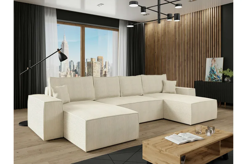 Knocklong 4-sits Hörnbäddsoffa - Cream - Möbler - Soffa - Bäddsoffa - Bäddsoffa divan