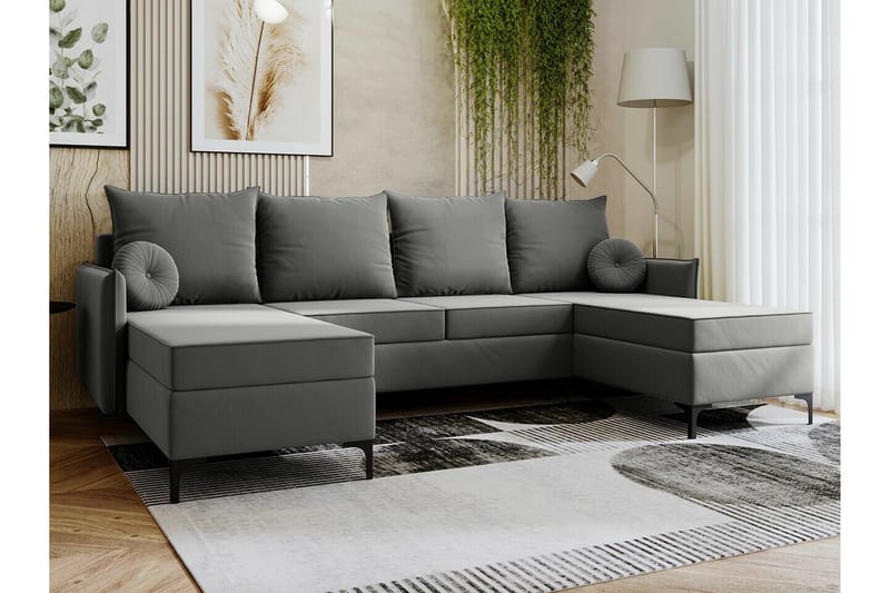 Knocklong 4-sits Hörnbäddsoffa - Grå - Möbler - Soffa - Bäddsoffa - Bäddsoffa divan