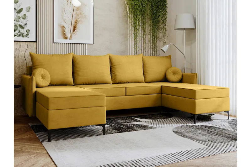 Knocklong 4-sits Hörnbäddsoffa - Gul - Möbler - Soffa - Bäddsoffa - Hörnbäddsoffa