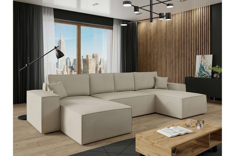 Knocklong 4-sits Hörnbäddsoffa - Ljusbrun - Möbler - Soffa - Bäddsoffa - Hörnbäddsoffa