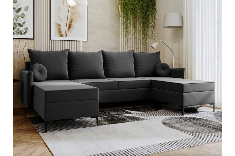 Knocklong 4-sits Hörnbäddsoffa - Mörkgrå - Möbler - Soffa - Bäddsoffa - Hörnbäddsoffa