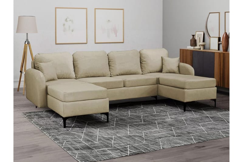 Knocklong 4-sits Hörnbäddsoffa NO_BRAND beige - Möbler - Soffa - Bäddsoffa - Hörnbäddsoffa