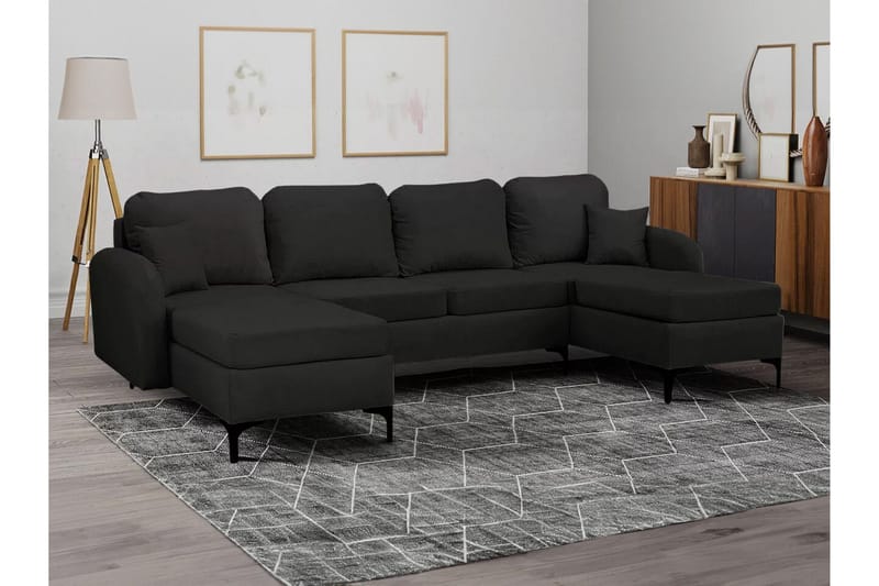Knocklong 4-sits Hörnbäddsoffa NO_BRAND Black - Möbler - Soffa - Bäddsoffa - Hörnbäddsoffa
