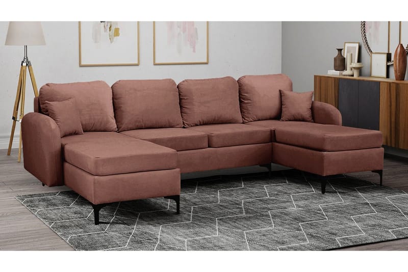 Knocklong 4-sits Hörnbäddsoffa NO_BRAND Brown - Möbler - Soffa - Bäddsoffa - Hörnbäddsoffa