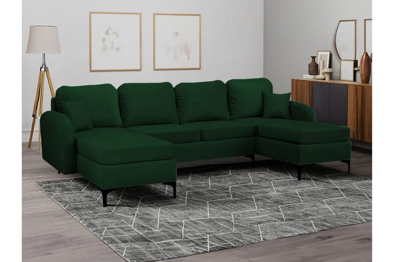 Knocklong 4-sits Hörnbäddsoffa NO_BRAND Dark green - Möbler - Soffa - Bäddsoffa - Hörnbäddsoffa