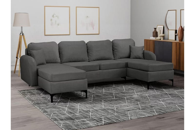 Knocklong 4-sits Hörnbäddsoffa NO_BRAND Dark grey - Möbler - Soffa - Bäddsoffa - Hörnbäddsoffa