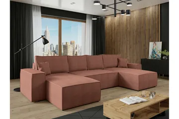 Knocklong 4-sits Hörnbäddsoffa - Rosa - Möbler - Soffa - Bäddsoffa - Hörnbäddsoffa