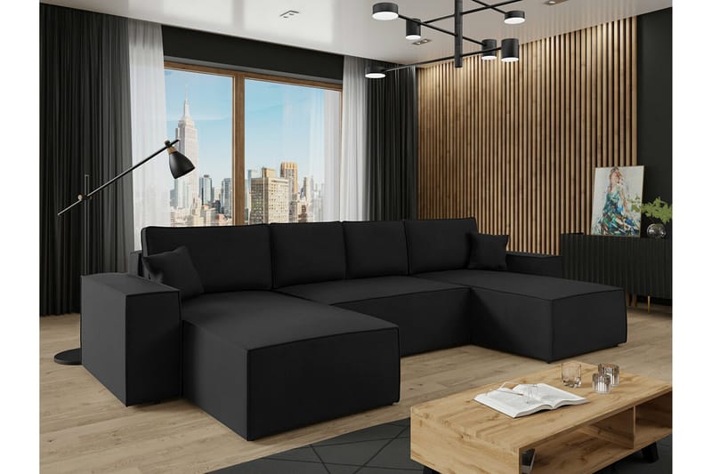 Knocklong 4-sits Hörnbäddsoffa - Svart - Möbler - Soffa - Bäddsoffa - Hörnbäddsoffa