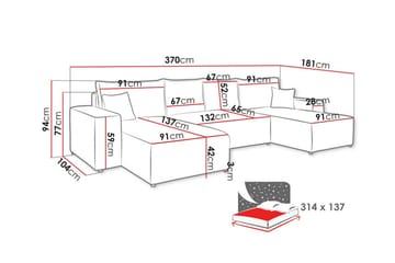 Knocklong 4-sits Hörnbäddsoffa - Svart - Möbler - Soffa - Bäddsoffa - Hörnbäddsoffa