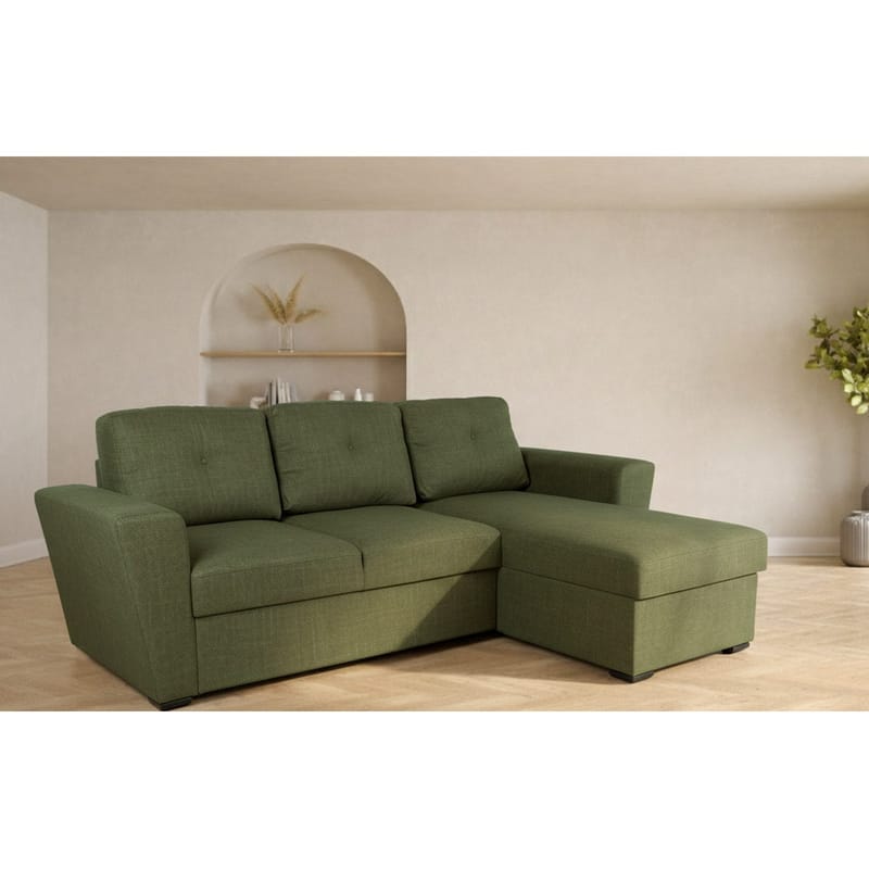 Hörnbäddsoffa Korsvik - Grön - Möbler - Soffa - Bäddsoffa - Bäddsoffa längsbäddad