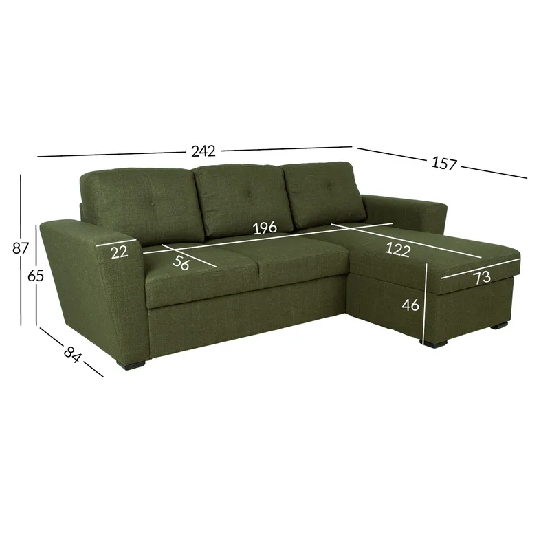 Hörnbäddsoffa Korsvik - Grön - Möbler - Soffa - Bäddsoffa - Bäddsoffa längsbäddad