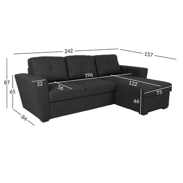 Hörnbäddsoffa Korsvik - Mörkgrå - Möbler - Soffa - Bäddsoffa - Hörnbäddsoffa