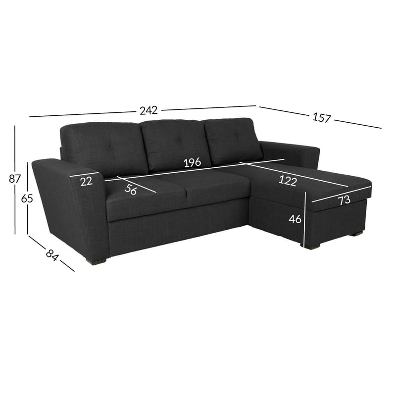 Hörnbäddsoffa Korsvik - Mörkgrå - Möbler - Soffa - Bäddsoffa - Hörnbäddsoffa